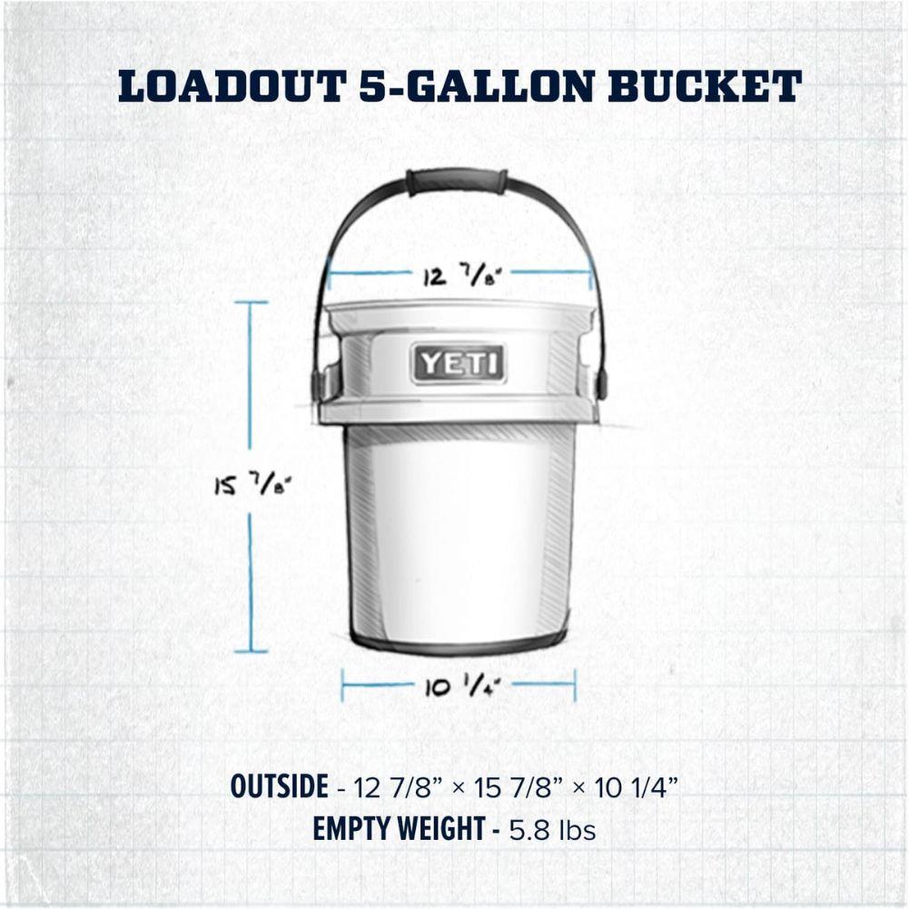 Yeti Loadout 5 Gallon Bucket (Seafoam) measurements