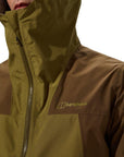 Berghaus Men's Deluge Pro 3.0 Waterproof Jacket (Green/Brown) logo zip up