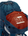 Lowe Alpine Yacuri 65L Trekking Pack (Tempest Blue) front flap zipper