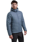 Montane Men's Resolve Hooded Down Jacket (Stone Blue) model angle