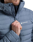 Montane Men's Resolve Hooded Down Jacket (Stone Blue) zip pull