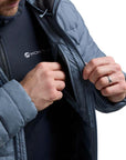 Montane Men's Resolve Hooded Down Jacket (Stone Blue) inside pocket