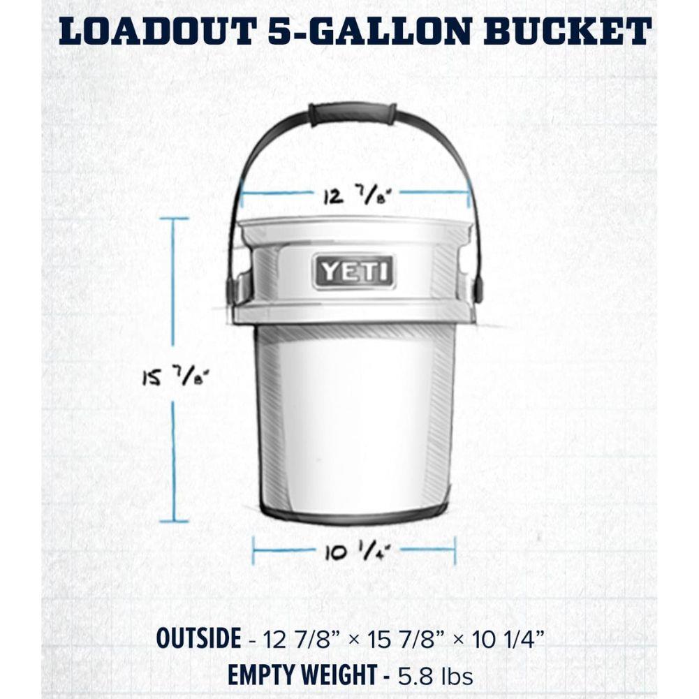 Yeti Loadout 5 Gallon Bucket (Charcoal) measurements