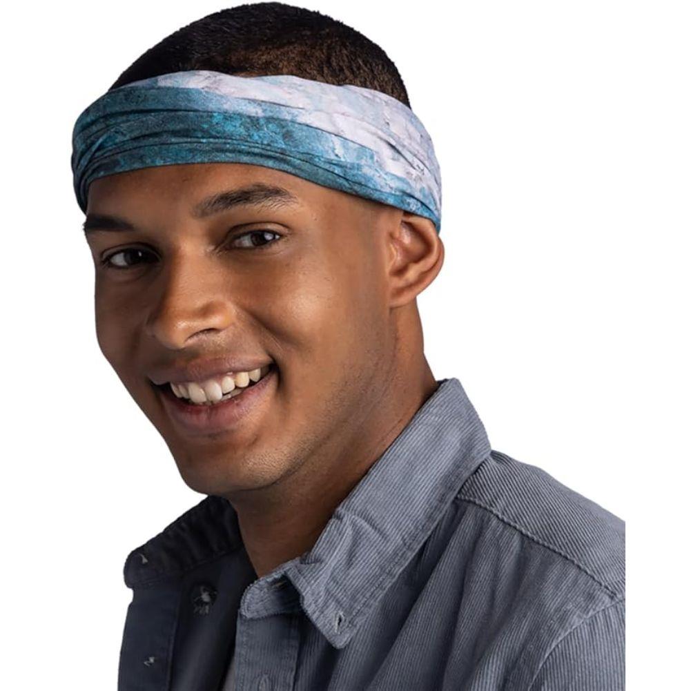 Buff CoolNet UV Neckwear (Watsea Blue Surfrider) on forehead