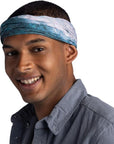 Buff CoolNet UV Neckwear (Watsea Blue Surfrider) on forehead