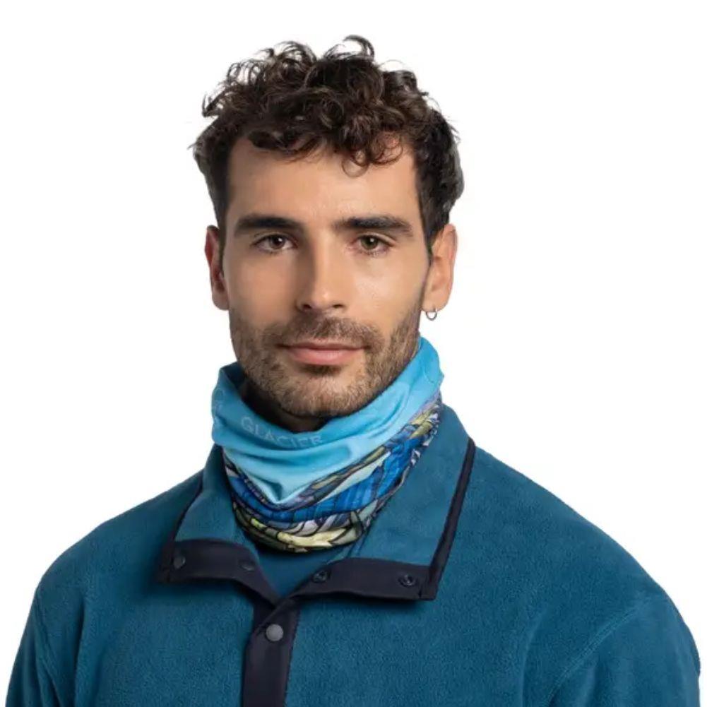 Buff CoolNet UV Neckwear (Glacier National Park) around neck