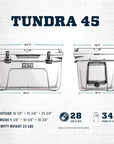 Yeti Tundra 45 Cool Box (Big Sky Blue) measurements
