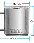 Yeti Rambler 10 oz (296 ml) Stackable Mug (Big Sky Blue) measurements