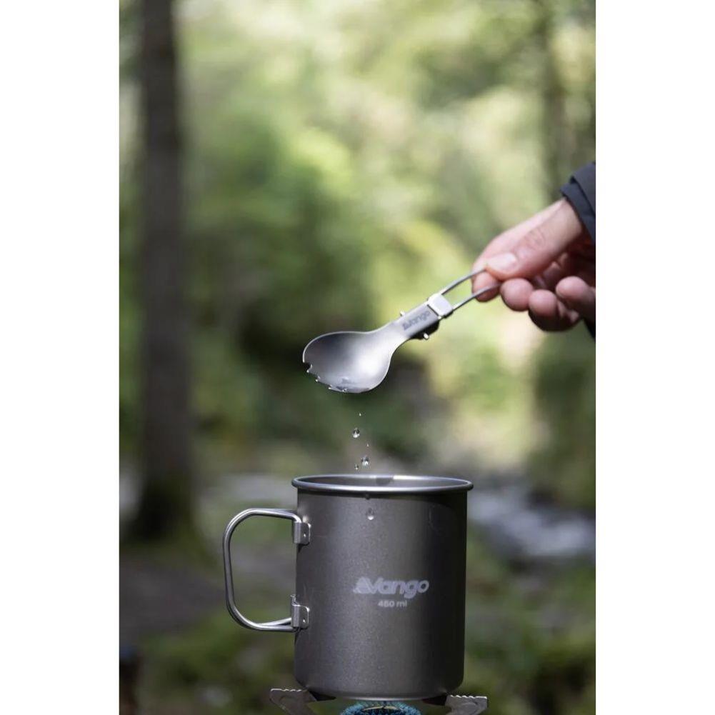 Vango Titanium Folding Spork scooping