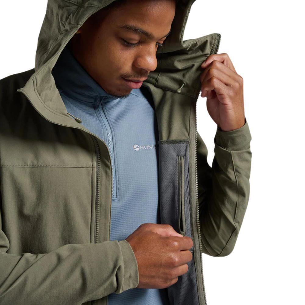 Montane Men's Tenacity Hooded Softshell Jacket (Caper) inner zipper