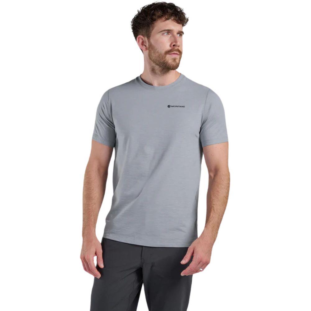 Montane Men's Alhena Mountain 25 T-Shirt (Pebble Blue) model front