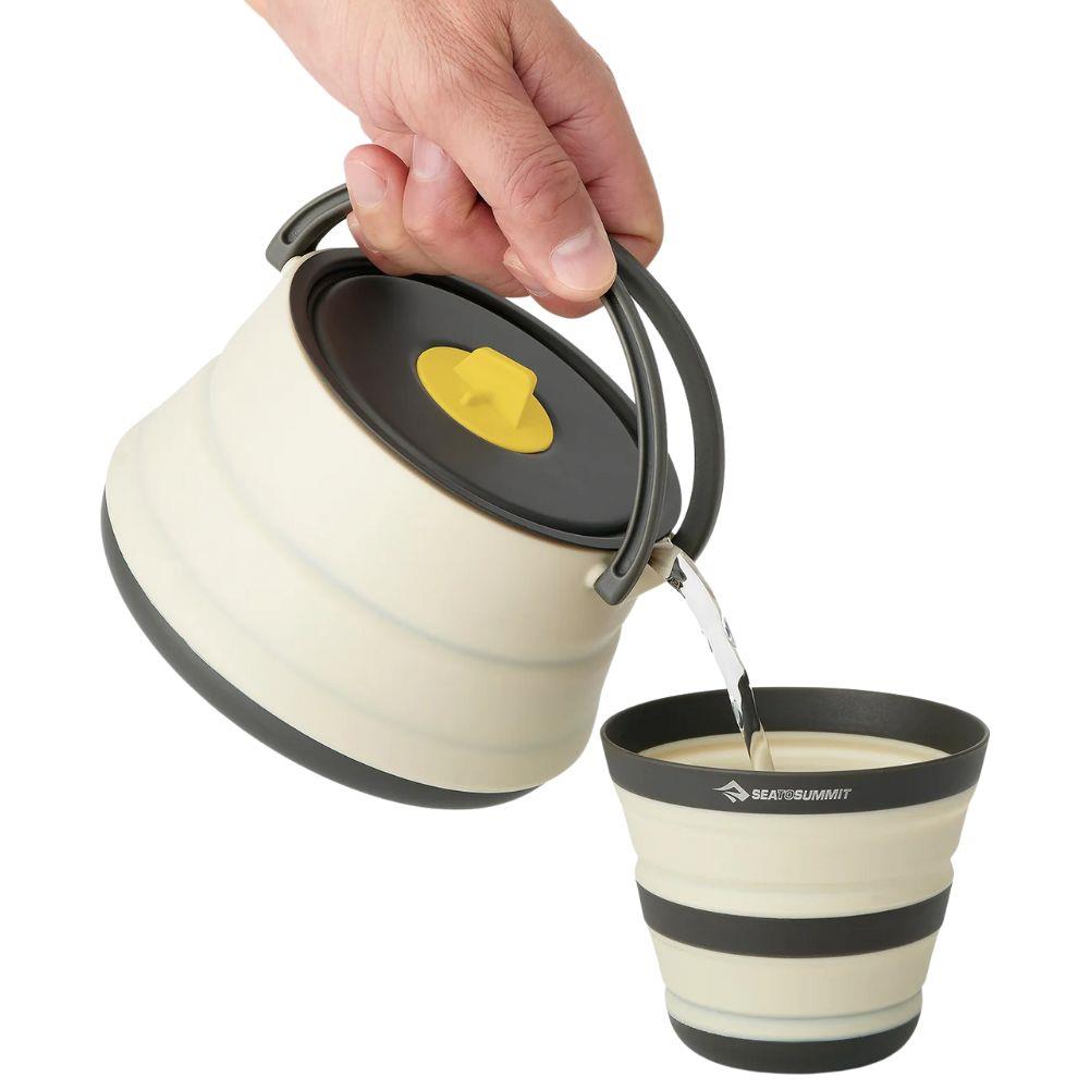 Sea To Summit Frontier UL Collapsible Kettle - 1.1L (Bone White) pouring