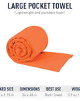 Sea To Summits Pocket Towel - Large (Outback Orange) ;large