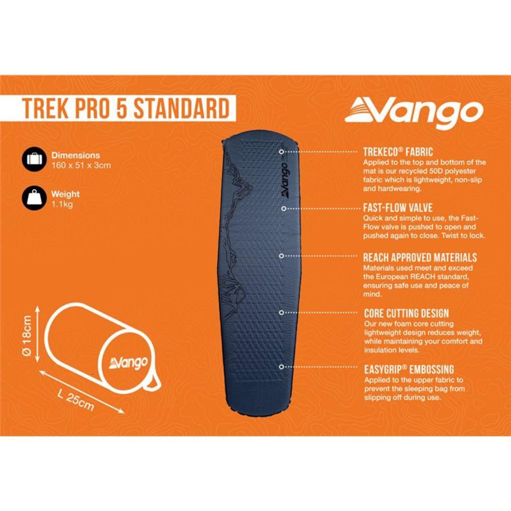Vango Trek Pro 5 Standard Self-Inflating Mat (Lagoon Blue) info