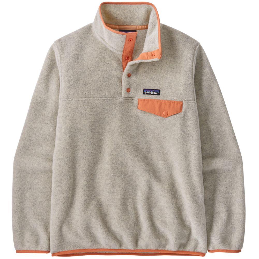 Patagonia Women's Lightweight Synchilla Snap-T Fleece Pullover (Oatmeal Heather/Heirloom Peach)