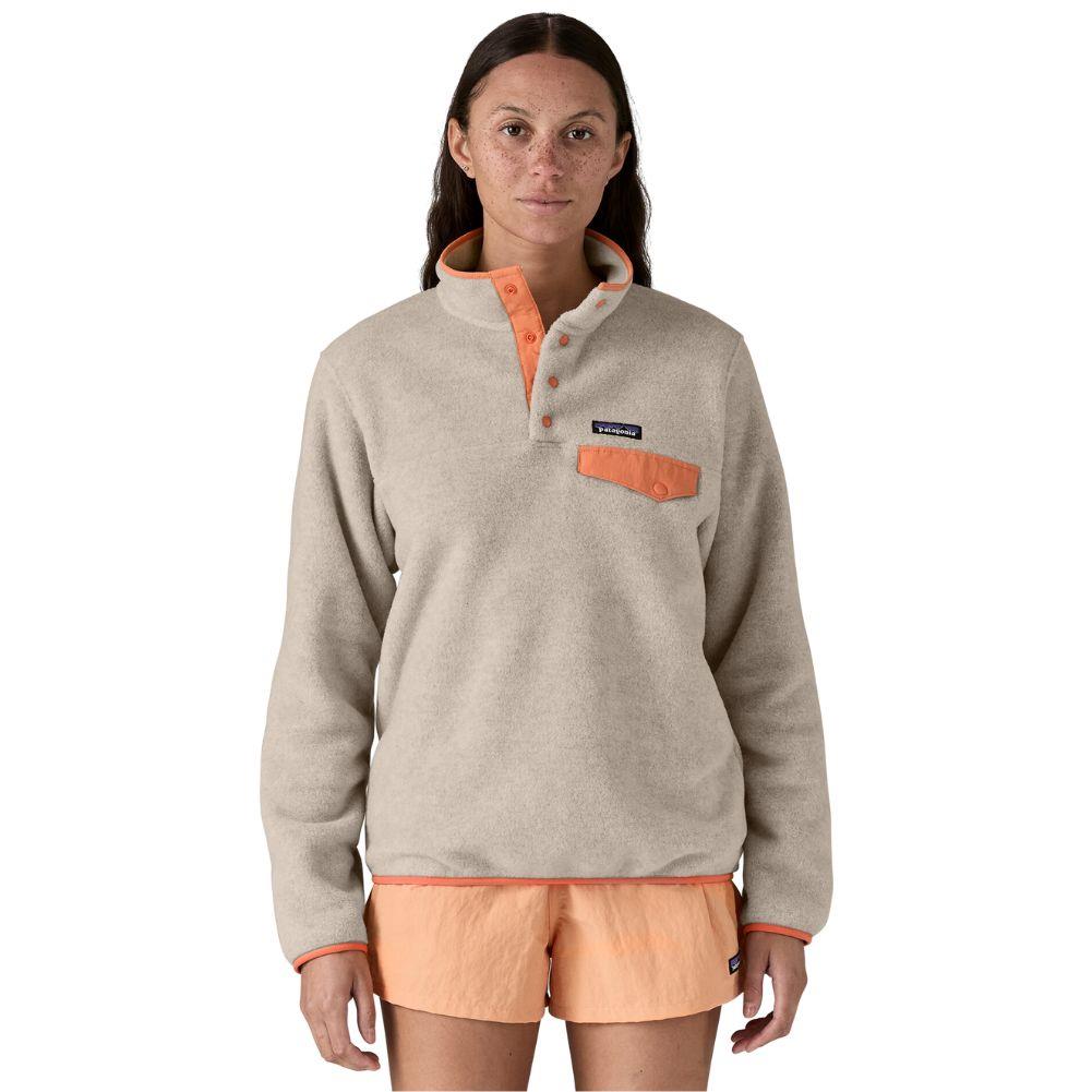 Patagonia Women's Lightweight Synchilla Snap-T Fleece Pullover (Oatmeal Heather/Heirloom Peach) mpdel  front