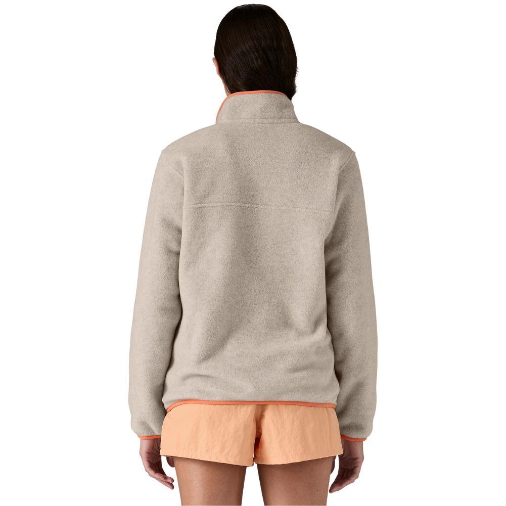 Patagonia Women's Lightweight Synchilla Snap-T Fleece Pullover (Oatmeal Heather/Heirloom Peach) back model