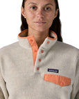 Patagonia Women's Lightweight Synchilla Snap-T Fleece Pullover (Oatmeal Heather/Heirloom Peach) close up