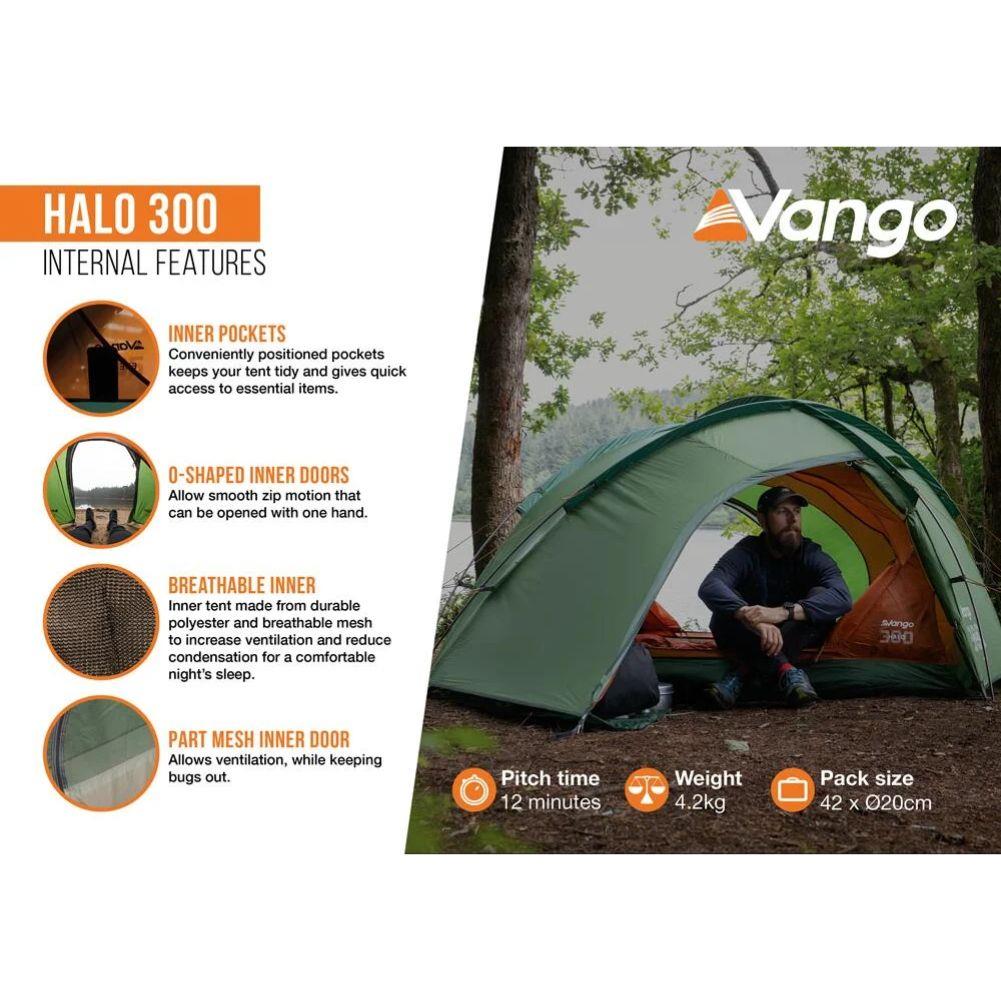 Vango Halo 300 Tent - 3 Man Tent 2025 (Forest Green)