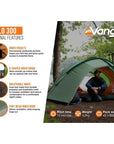 Vango Halo 300 Tent - 3 Man Tent 2025 (Forest Green)