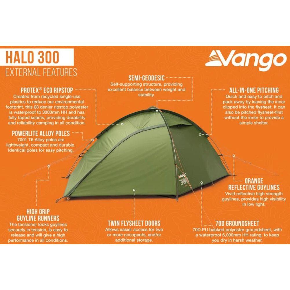 Vango Halo 300 Tent - 3 Man Tent 2025 (Forest Green)