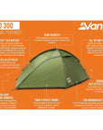 Vango Halo 300 Tent - 3 Man Tent 2025 (Forest Green)
