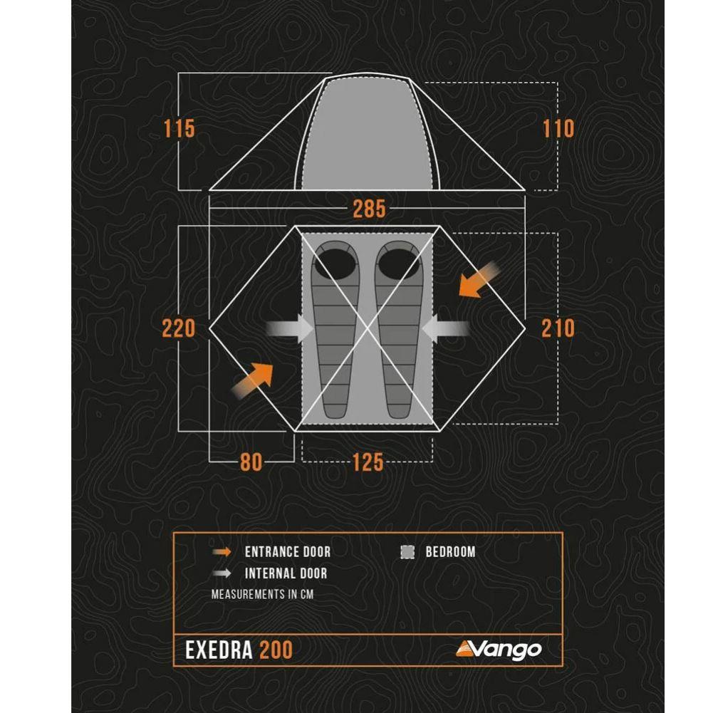 Vango Exedra 200 Lightweight Trekking 2-Person Tent (Forest Green)