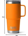Yeti Rambler 20 OZ (591ml) Travel Mug (Ultramarine Violet) measurements