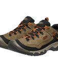 Keen Men's Targhee IV Waterproof Hiking Shoe (Sea Turtle/Roasted Pecan) pair