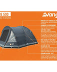 Vango Tahoe 500 - 5-Man Tent (Deep Blue) info