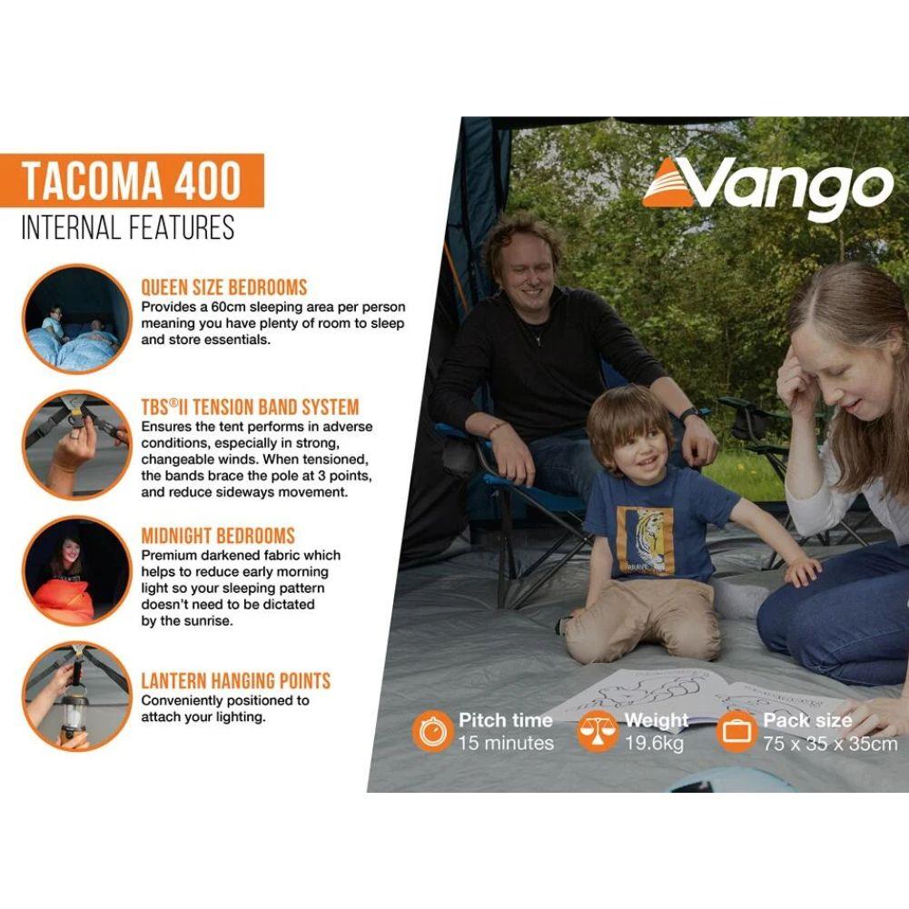 Vango Tacoma 400 Package - 4-Man Tent (Deep Blue) info amily