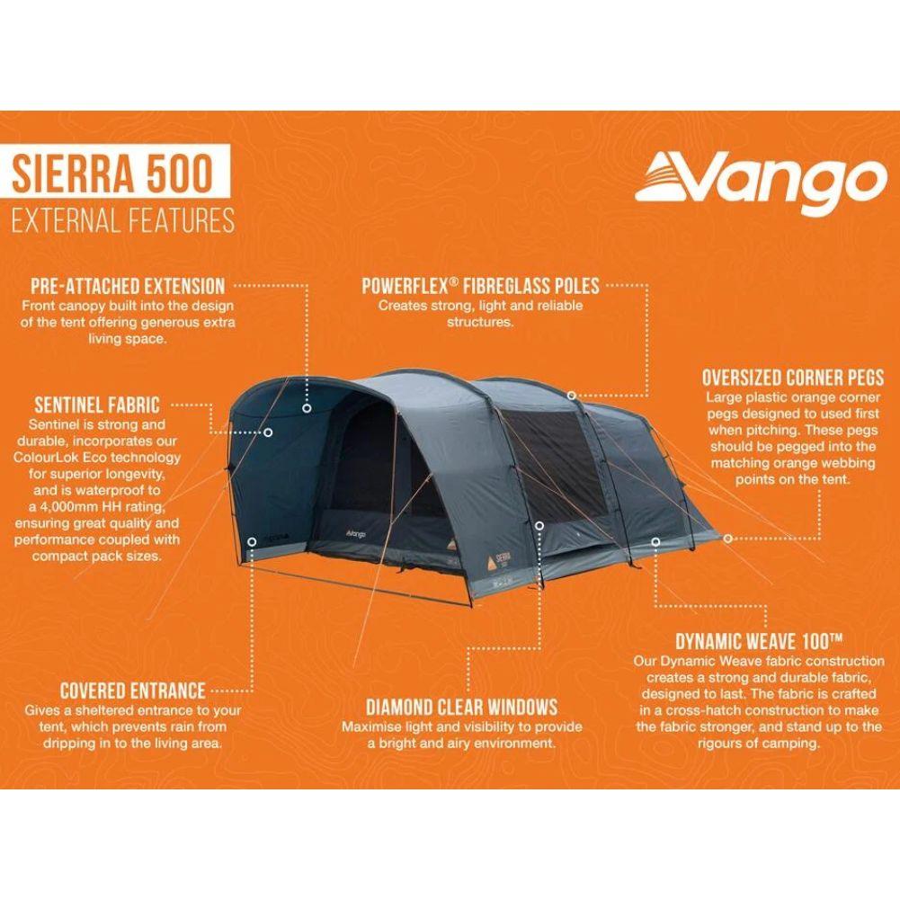 Vango Sierra 500 - 5-Man Tent (Deep Blue) info