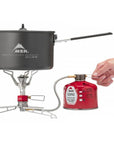 MSR LowDown Remote Stove Adapter used