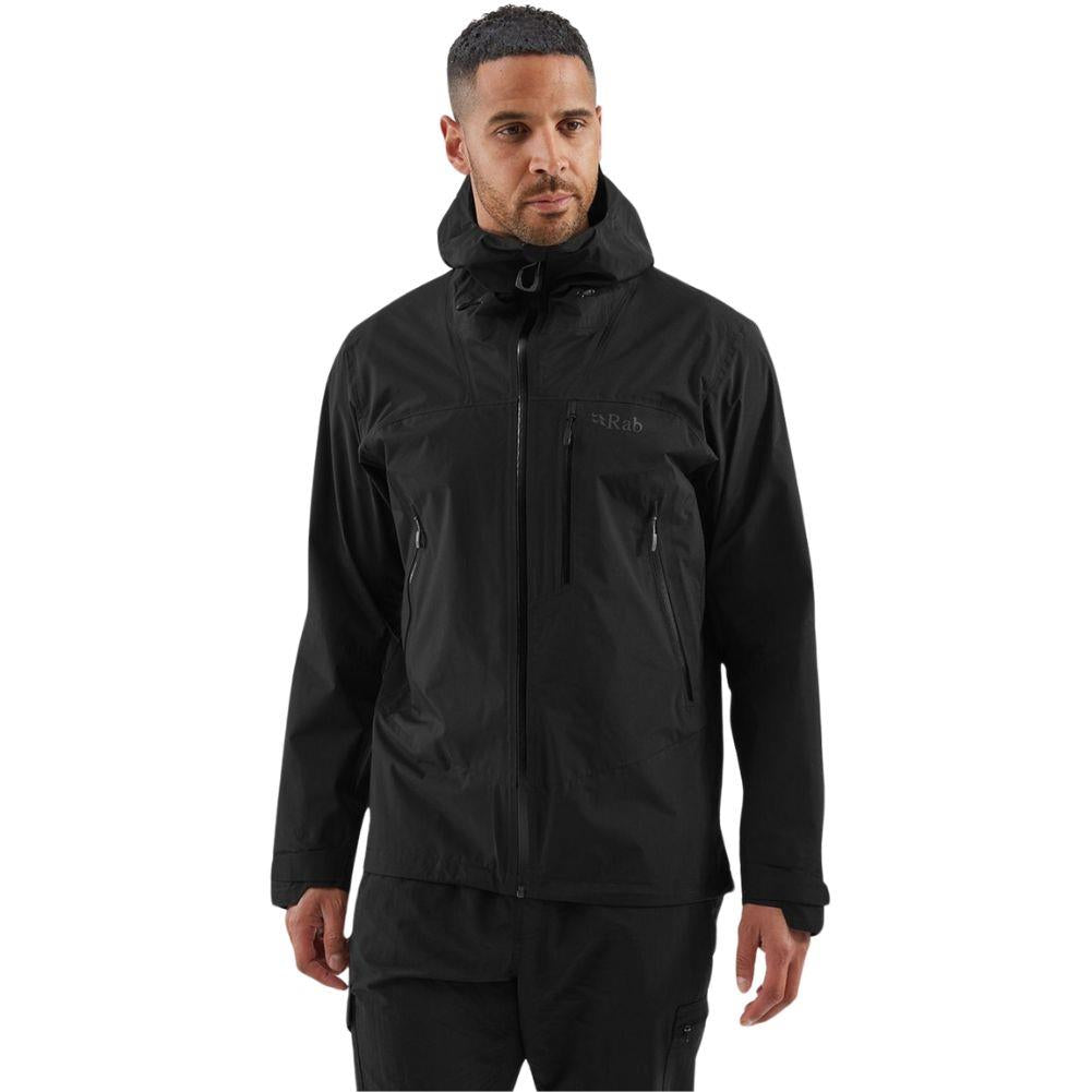 Rab Men's Downpour Mountain Waterproof Jacket (Black) model front