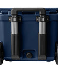 Yeti Roadie 32 Wheeled Cool Box (Navy) back handle down
