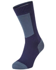 Sealskinz Waterproof Cold Weather Mid Length Socks with Hydrostop (Navy Blue/Red)