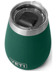 Yeti Rambler 10 oz (296 ml) Wine Tumbler (Black Forest Green) top angle