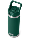 Yeti Rambler 18 Oz Bottle With Straw Cap (Black Forest Green) top angle