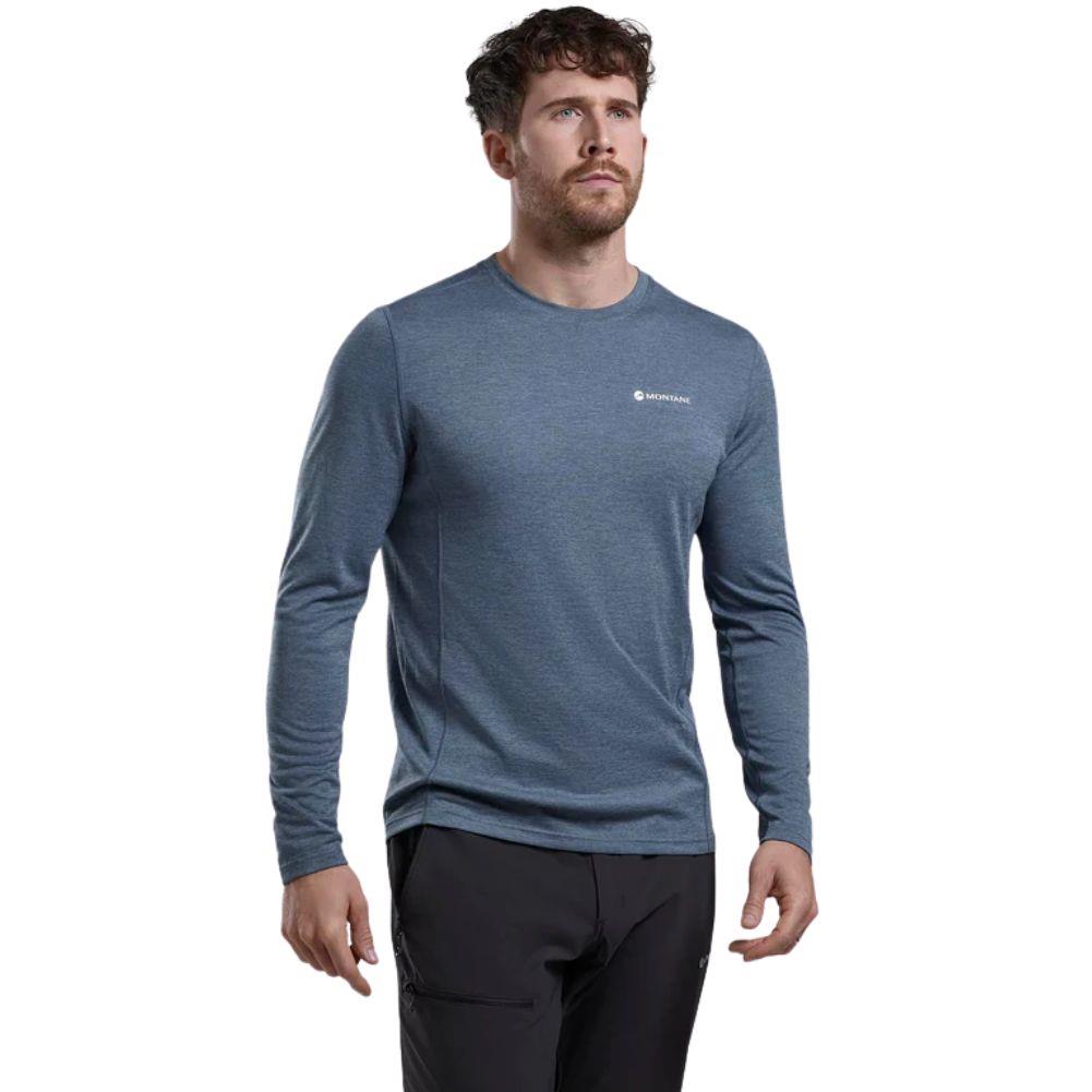 Montane Men's Dart Long Sleeve T-Shirt (Stone Blue) model front