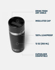Yeti Rambler 12 oz (355 ml) Travel Bottle/Commuter Cap (Black) info