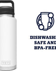 Yeti Rambler 36 oz (1065 ml) Bottle With Chug Cap (Rescue Red) dishwash