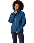 Rab Women's Downpour Mountain Waterproof Jacket (Tempest Blue) zip up