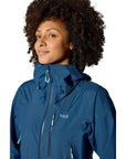 Rab Women's Downpour Mountain Waterproof Jacket (Tempest Blue) full zip