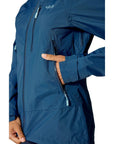Rab Women's Downpour Mountain Waterproof Jacket (Tempest Blue) hand pocket