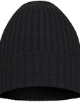 Buff Merino Wool Knitted Beanie (Norval Graphite) angle