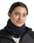Buff Polar Neck Warmer (Solid Dark Navy) femalemodel