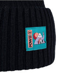Buff Knitted Beanie (POW Rutger Black by Turbo Bambi) close nup