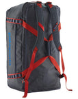 Patagonia Black Hole Duffel Bag 100L (Smolder Blue w/Amanita Red) standing