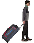 Patagonia Black Hole Wheeled Duffel 100L (Smolder Blue w/Amanita Red) wheeling
