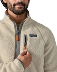 Patagonia Men's Retro Pile Fleece Jacket (Pelican w/Smolder Blue) pocket zi[